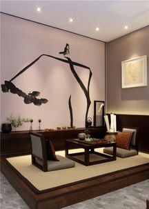 禅茶室背景墙：一幅山水画的清新雅致