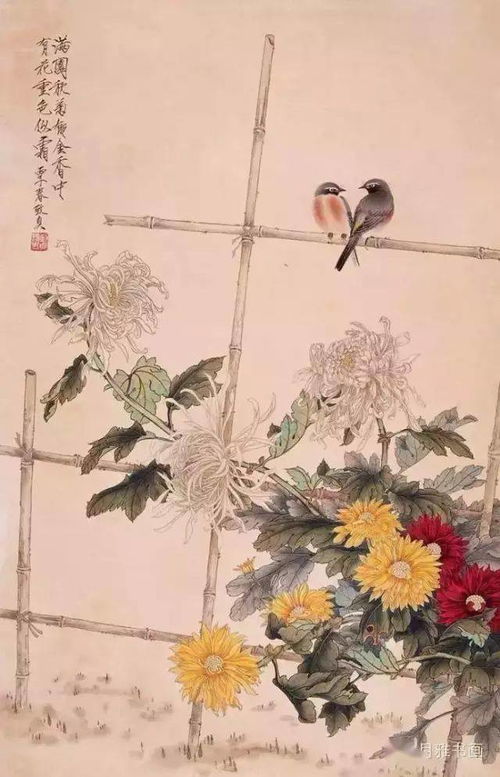 双菊傲霜，国画落款词有何妙