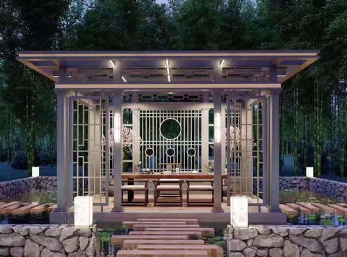 园林中的各式凉亭