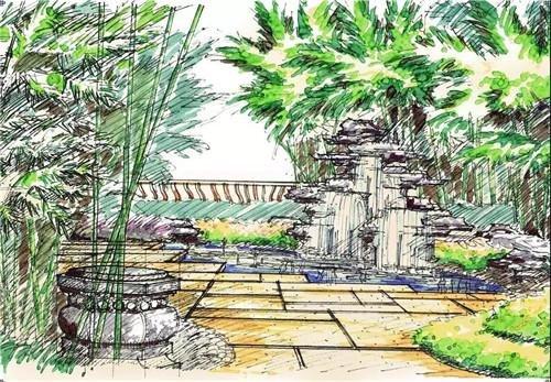 园林设计手绘效果图中的植物艺术表现