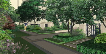 现代风格的校园门内广场