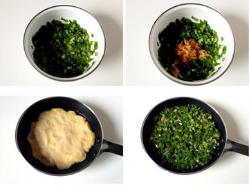 韭菜虾皮黄豆饼，传统家常小吃