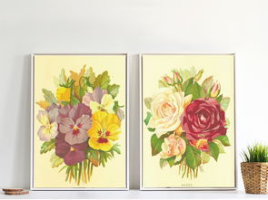 花卉绘画作品名称：经典与创意的交织