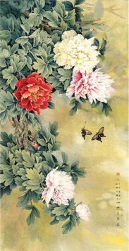 双牡丹送情意，花色不同寓意深
