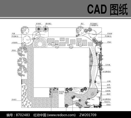 设计平面图：绿盎然 各类植物分布错落致
